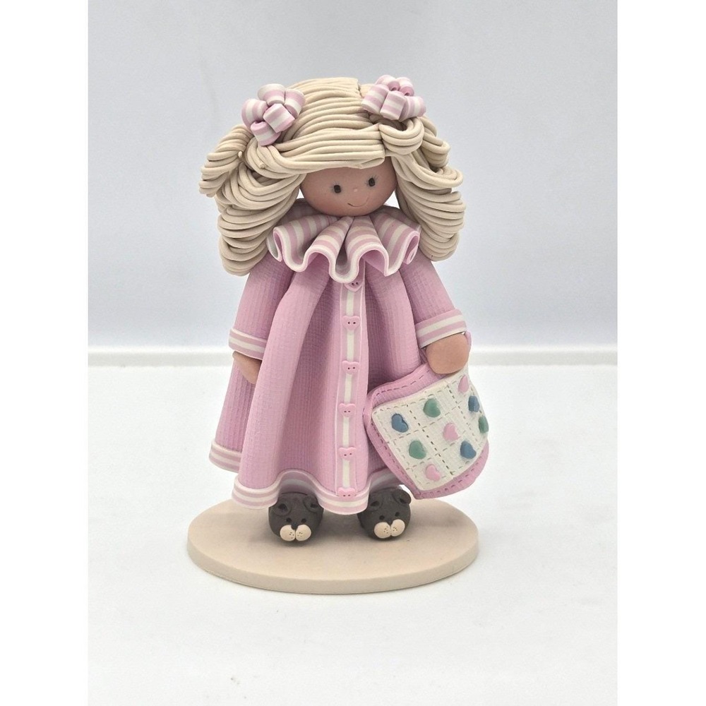 Vintage 1986 Bakery Belles Pink Nightgown Girl Figurine - Handcrafted Folk Art